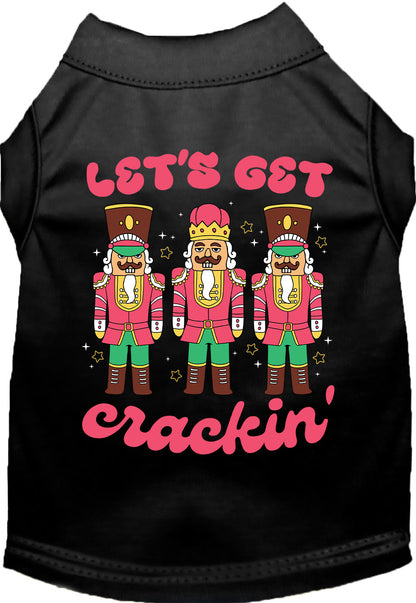 Black Let's Get Crackin' pet shirt with nutcracker design