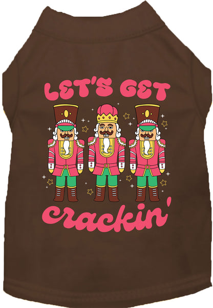 Brown Let's Get Crackin' pet shirt with nutcracker design