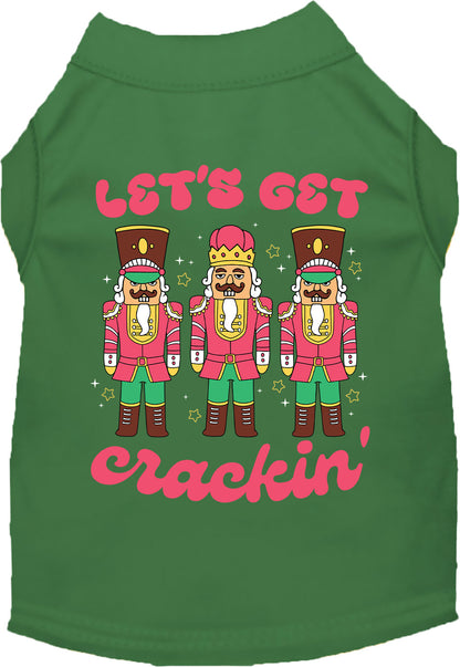 Green Let's Get Crackin' pet shirt with nutcracker design