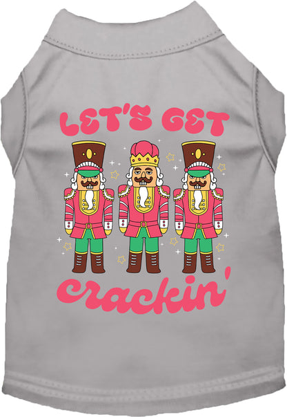 Gray Let's Get Crackin' pet shirt with nutcracker design