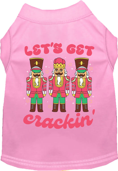 Pink Let's Get Crackin' pet shirt with nutcracker design