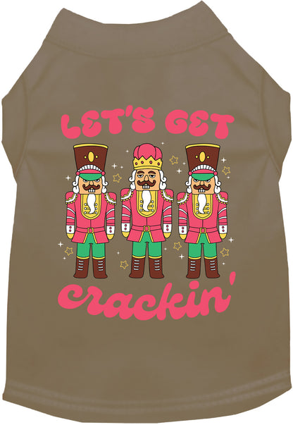 Tan Let's Get Crackin' pet shirt with nutcracker design