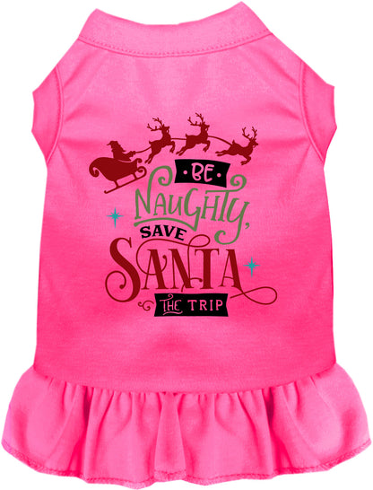 Pink Save Santa the Trip pet dress with festive design