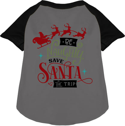 Black sleeve Save Santa the Trip pet raglan shirt