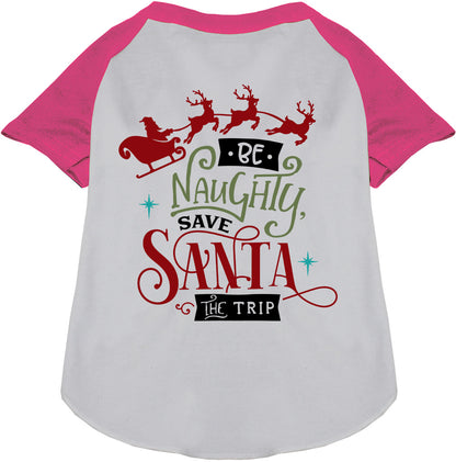 Pink sleeve Save Santa the Trip pet raglan shirt