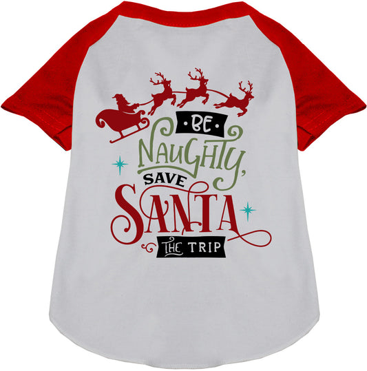 Red sleeve Save Santa the Trip pet raglan shirt