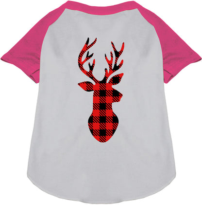 Pink Buffalo Check Deer Pet Raglan Shirt