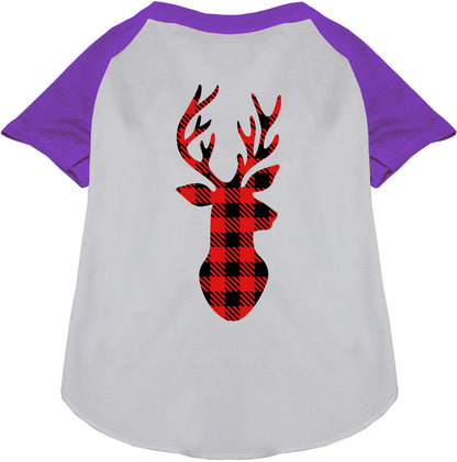 Purple Buffalo Check Deer Pet Raglan Shirt