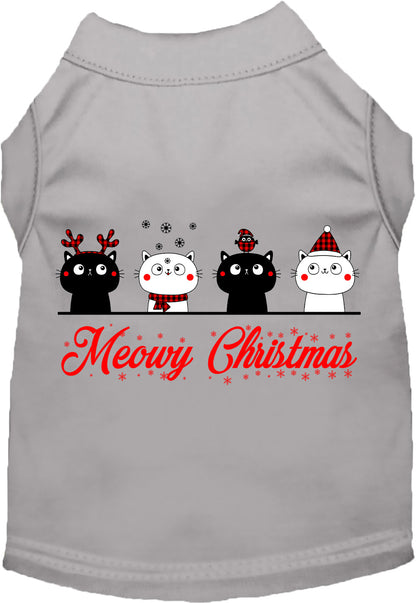 Gray Meowy Christmas pet shirt with charming cat graphics