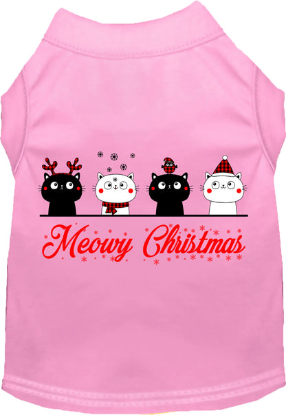 Pink Meowy Christmas pet shirt with cute cat design