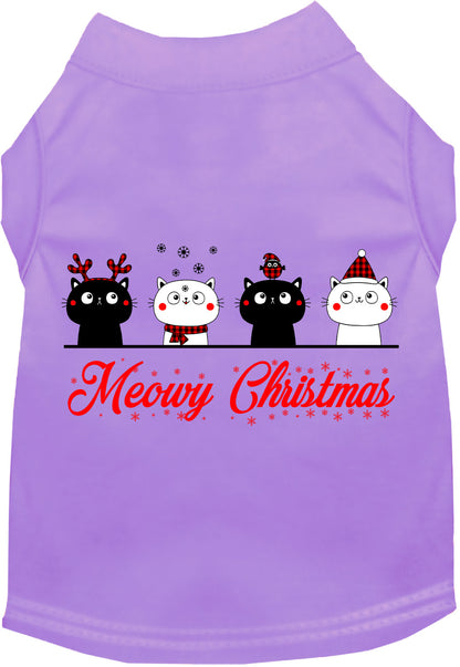 Purple Meowy Christmas pet shirt with holiday cat design