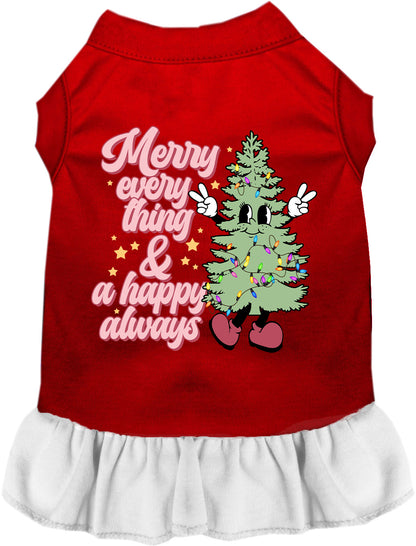 Red Merry Everything pet dress with white skirt