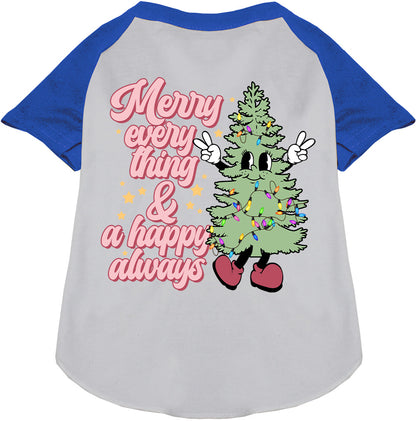 Merry Everything Pet Raglan Shirt in blue sleeves