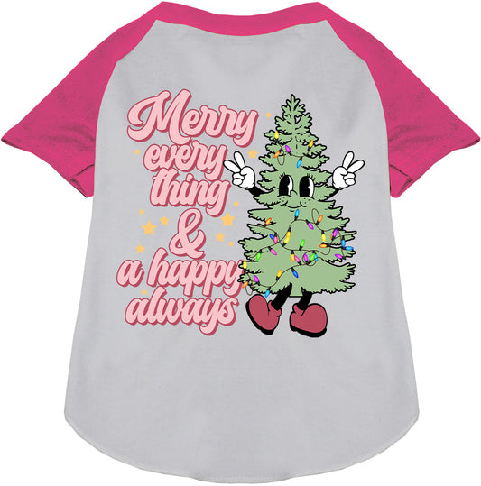 Merry Everything Pet Raglan Shirt in pink sleeves