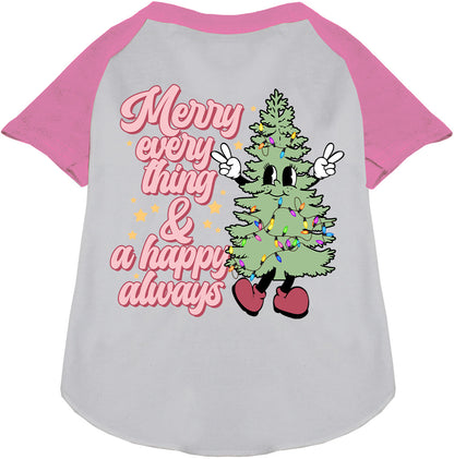 Merry Everything Pet Raglan Shirt in light pink sleeves