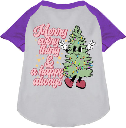 Merry Everything Pet Raglan Shirt in purple sleeves