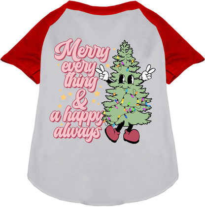 Merry Everything Pet Raglan Shirt in red sleeves