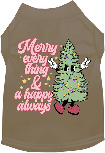 Brown Merry Everything pet shirt with festive tree design