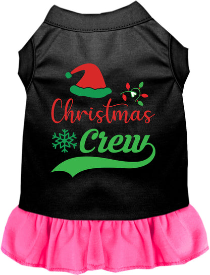 Black Christmas Crew pet dress with pink skirt