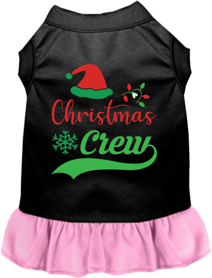 Black Christmas Crew pet dress with light pink skirt