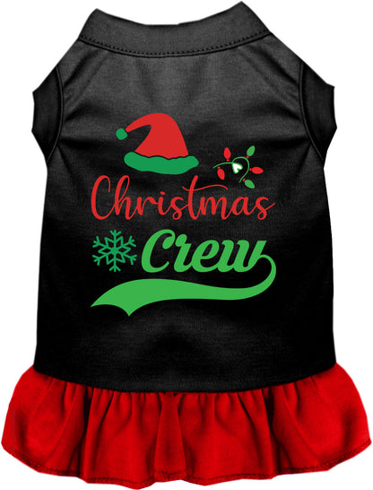 Black Christmas Crew pet dress with red skirt