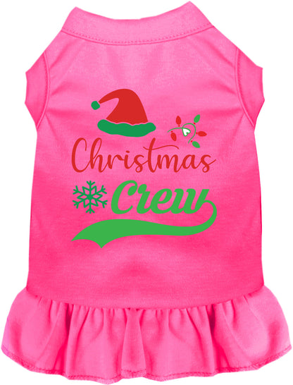 Pink Christmas Crew pet dress with pink skirt