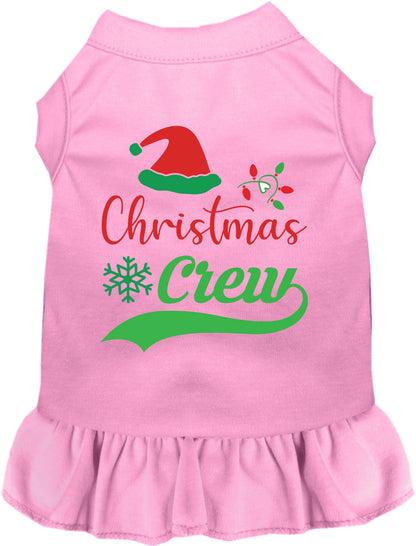 Light pink Christmas Crew pet dress with pink skirt