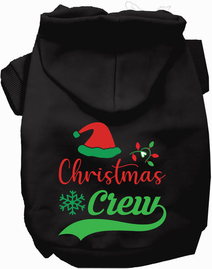 Black Christmas Crew Pet Hoodie with festive design