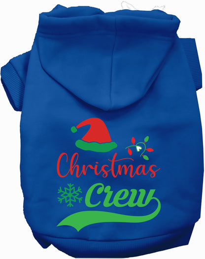 Blue Christmas Crew Pet Hoodie with festive design