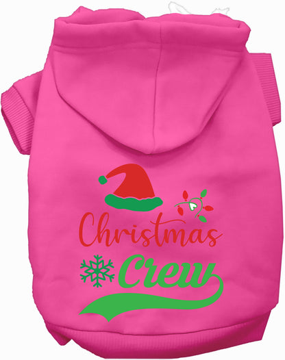 Pink Christmas Crew Pet Hoodie with festive design