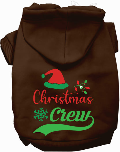 Brown Christmas Crew Pet Hoodie with festive design