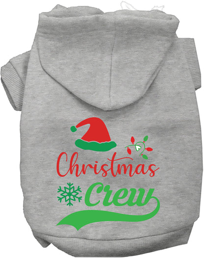 Gray Christmas Crew Pet Hoodie with festive design