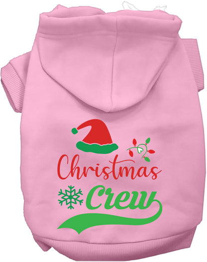 Pink Christmas Crew Pet Hoodie with festive design