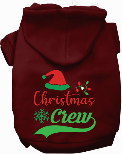 Maroon Christmas Crew Pet Hoodie with festive design