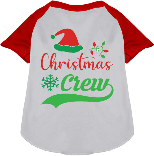 Red-sleeved Christmas Crew pet raglan shirt