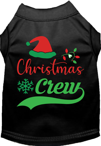 Black Christmas Crew pet shirt with festive design