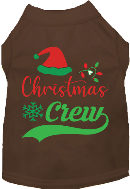 Brown Christmas Crew pet shirt with festive design