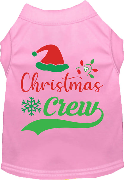 Pink Christmas Crew pet shirt with festive design