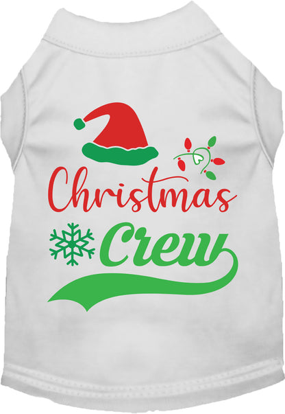 White Christmas Crew pet shirt with festive design