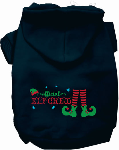 Dark Blue Elf Crew Pet Hoodie with festive design