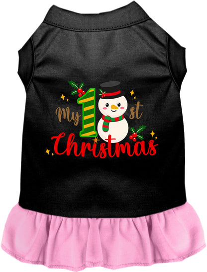 Black and light pink My 1st Christmas pet dress