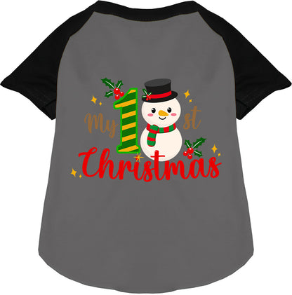 Black sleeve My 1st Christmas pet raglan shirt