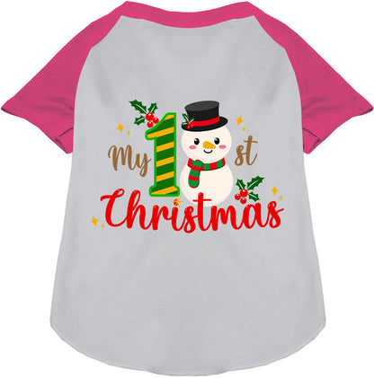 Pink sleeve My 1st Christmas pet raglan shirt