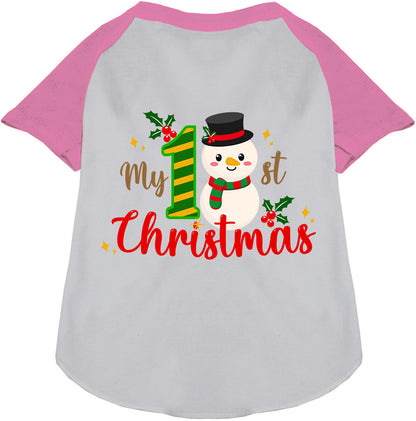 Light pink sleeve My 1st Christmas pet raglan shirt