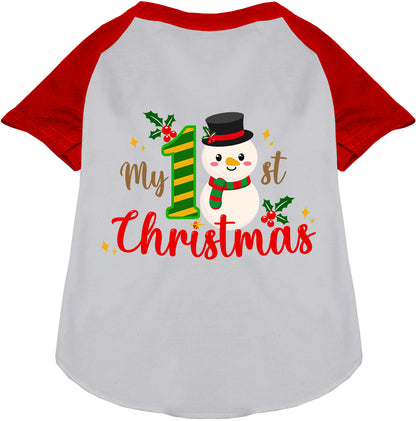 Red sleeve My 1st Christmas pet raglan shirt