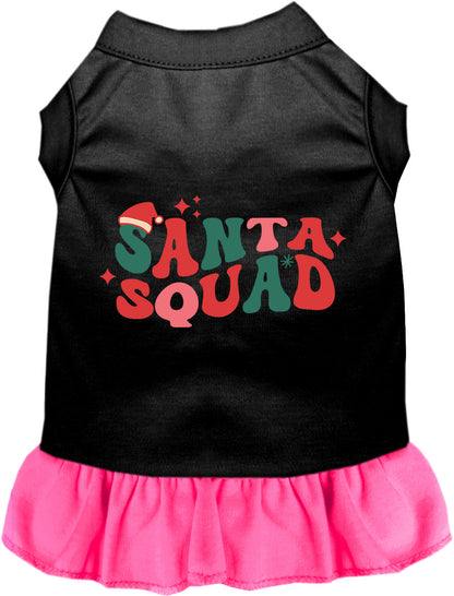 Black pet dress with pink skirt and Santa Squad design