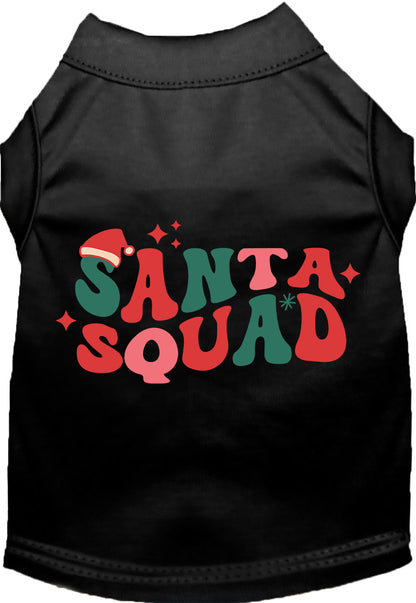 Black Santa Squad pet shirt with festive design