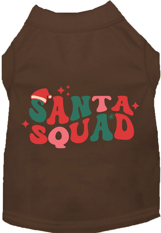 Brown Santa Squad pet shirt with festive design