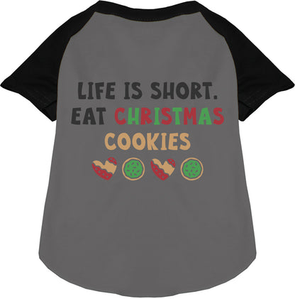 Black sleeve Eat Christmas Cookies pet raglan shirt