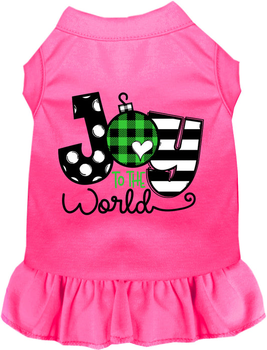 Pink Joy to the World pet dress with ruffled skirt